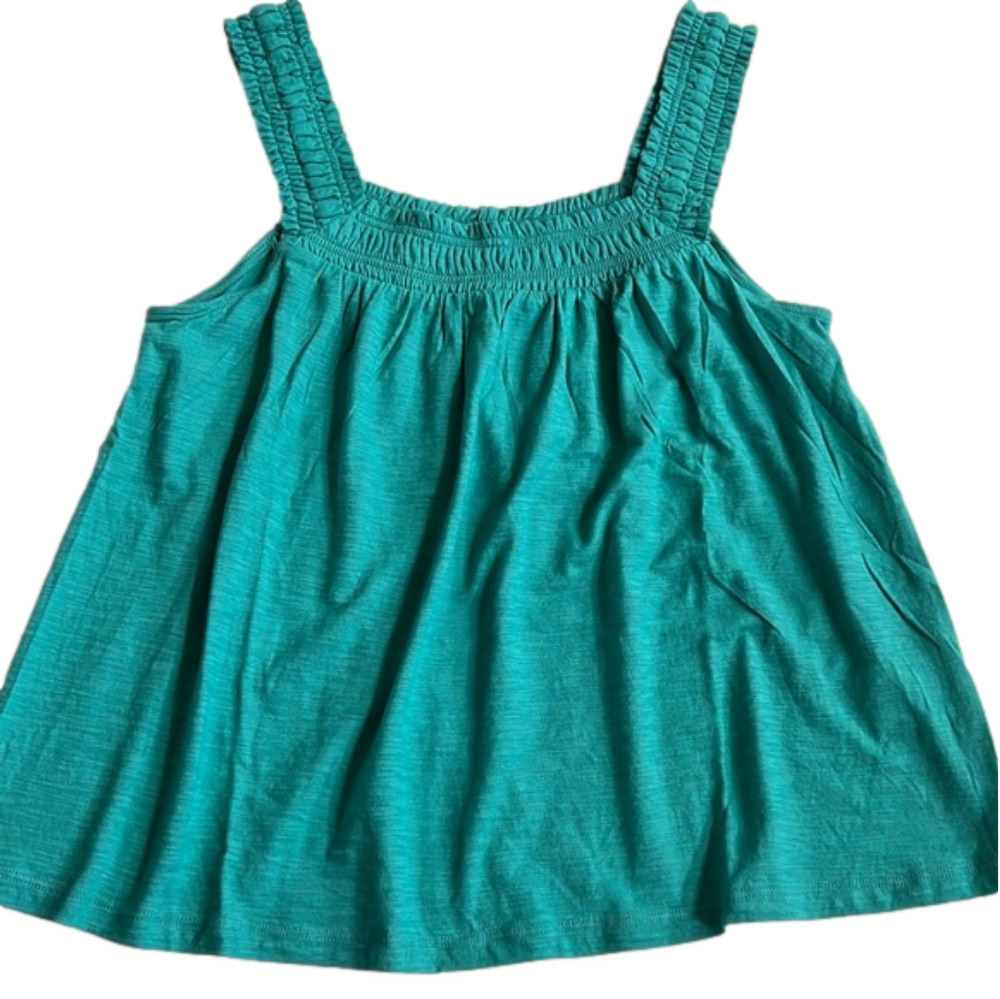 by Anthropologie NWOT Lillian Ruched  Cotton Tank Top in Teal